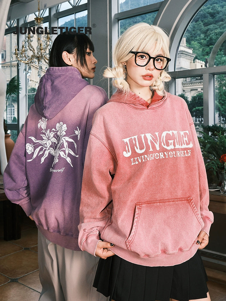 Jungle Tiger Florals Spring and Autumn Couple Hooded Sweater