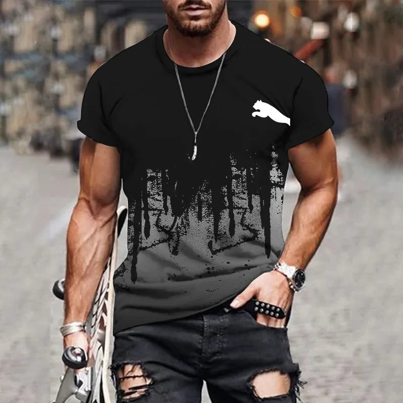 T-shirt gradient design printed casual short sleeved