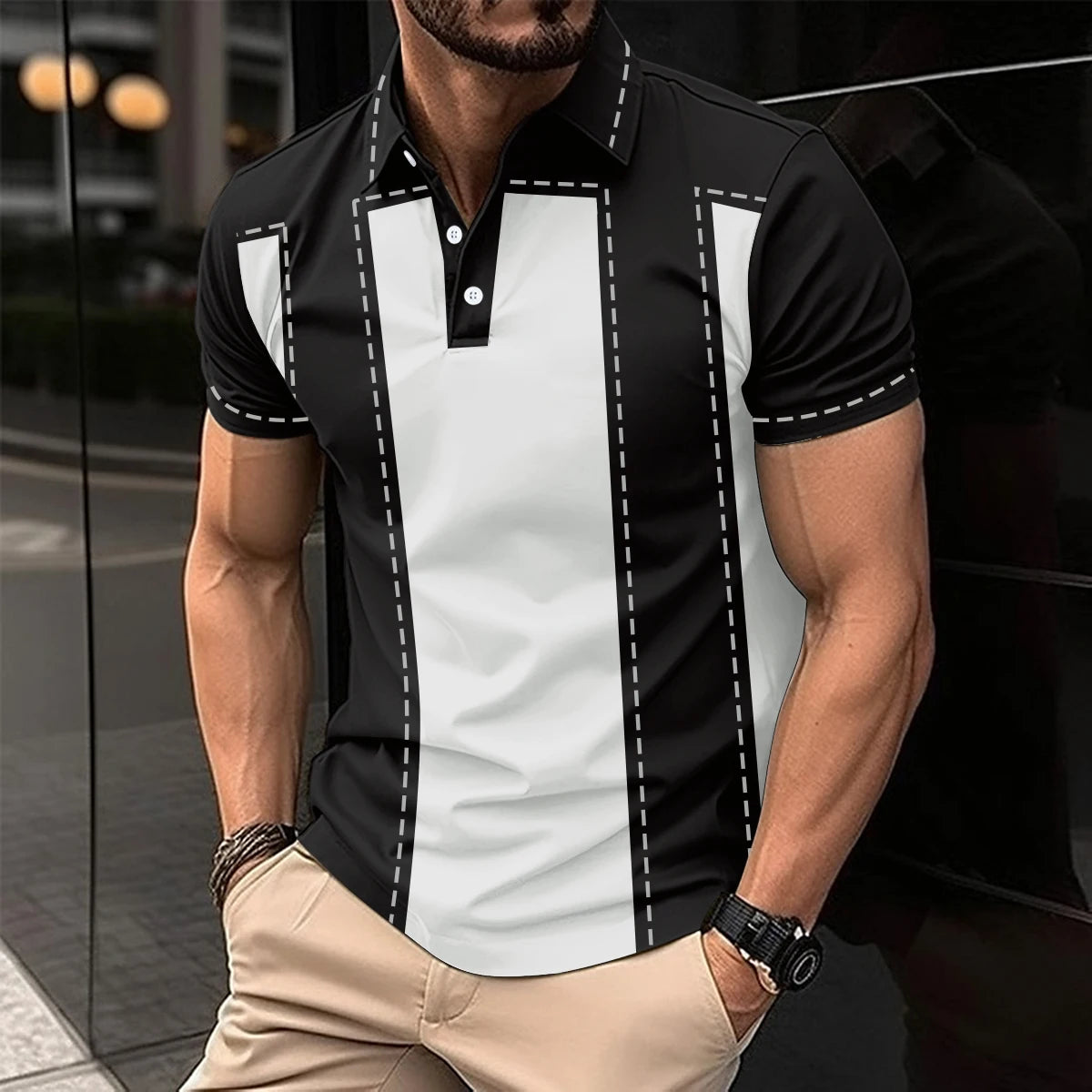 Summer Men Short Sleeve Polo Shirt Colored Drawing Printed Casual T-Shirt Lapel Button Fashion Tops Funny Men Clothing