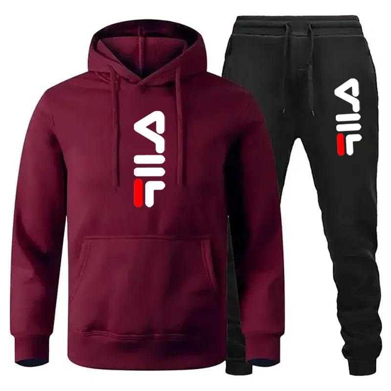 Tracksuit Sets Men's Casual Fleece Warm Hoodies Pants 2PCS Mens Long Sleeve Sport Suit Male Pullover Hoodies Sports Clothing