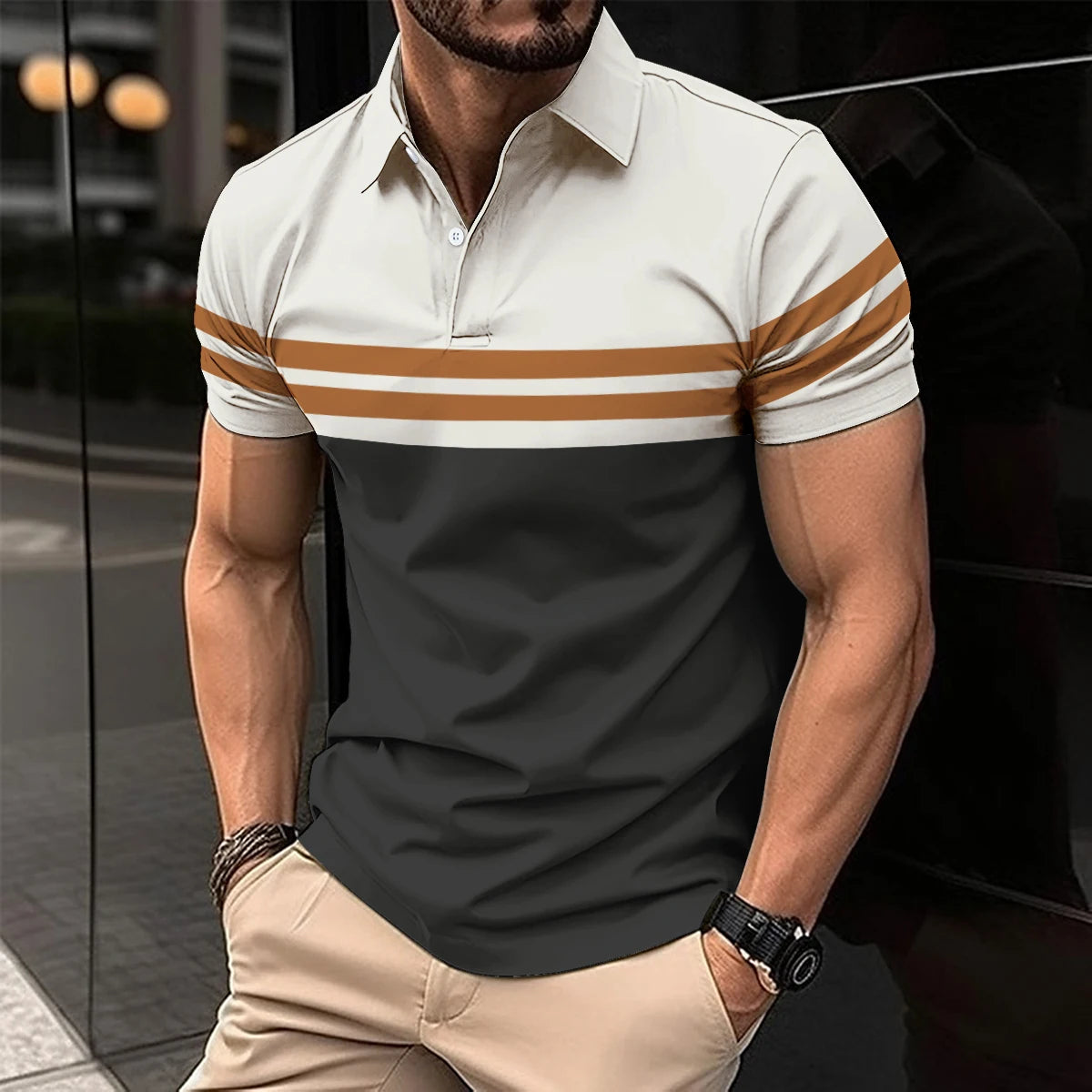 Summer Men Short Sleeve Polo Shirt Colored Drawing Printed Casual T-Shirt Lapel Button Fashion Tops Funny Men Clothing