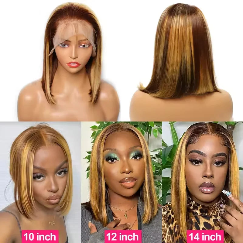 Highlight Bob Wigs Straight Lace Front Wig Human Hair