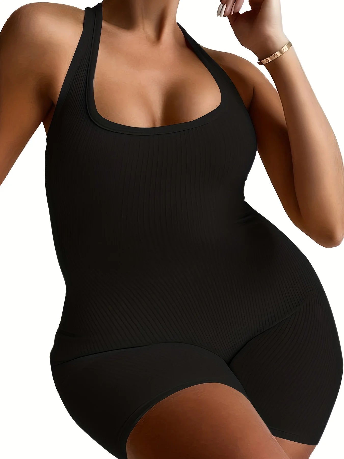 Plus Size Fashion Black Halter Jumpsuit