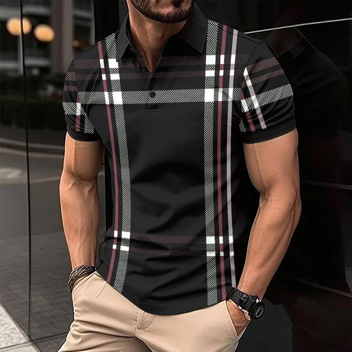 Summer Men Short Sleeve Polo Shirt Colored Drawing Printed Casual T-Shirt Lapel Button Fashion Tops Funny Men Clothing