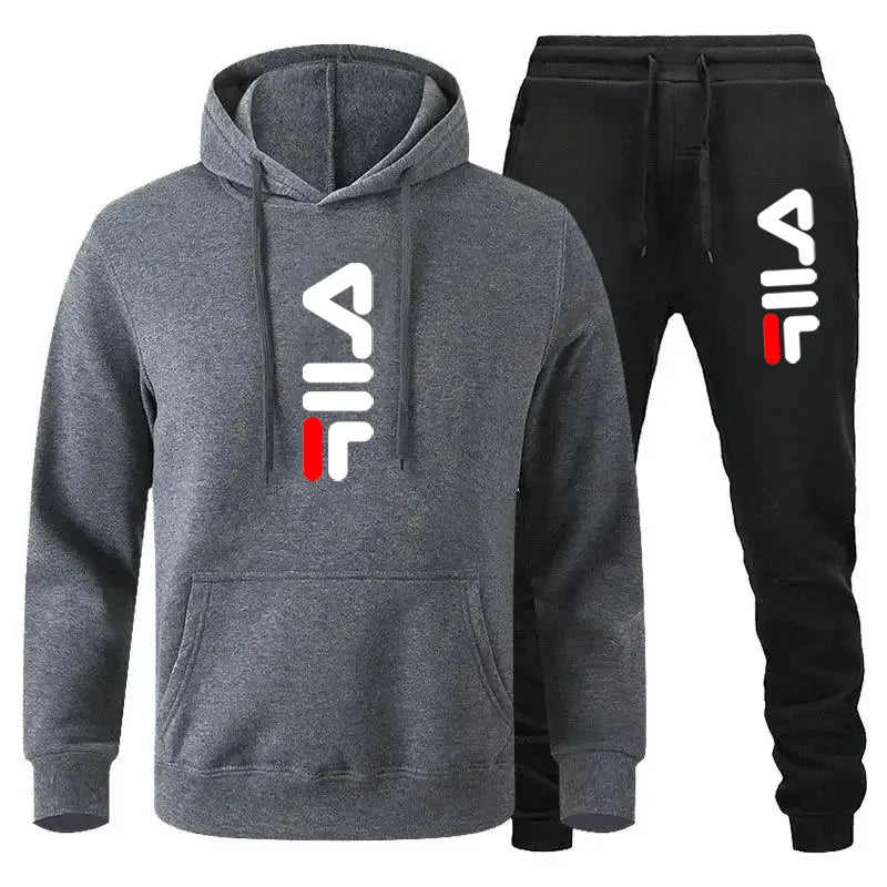 Tracksuit Sets Men's Casual Fleece Warm Hoodies Pants 2PCS Mens Long Sleeve Sport Suit Male Pullover Hoodies Sports Clothing