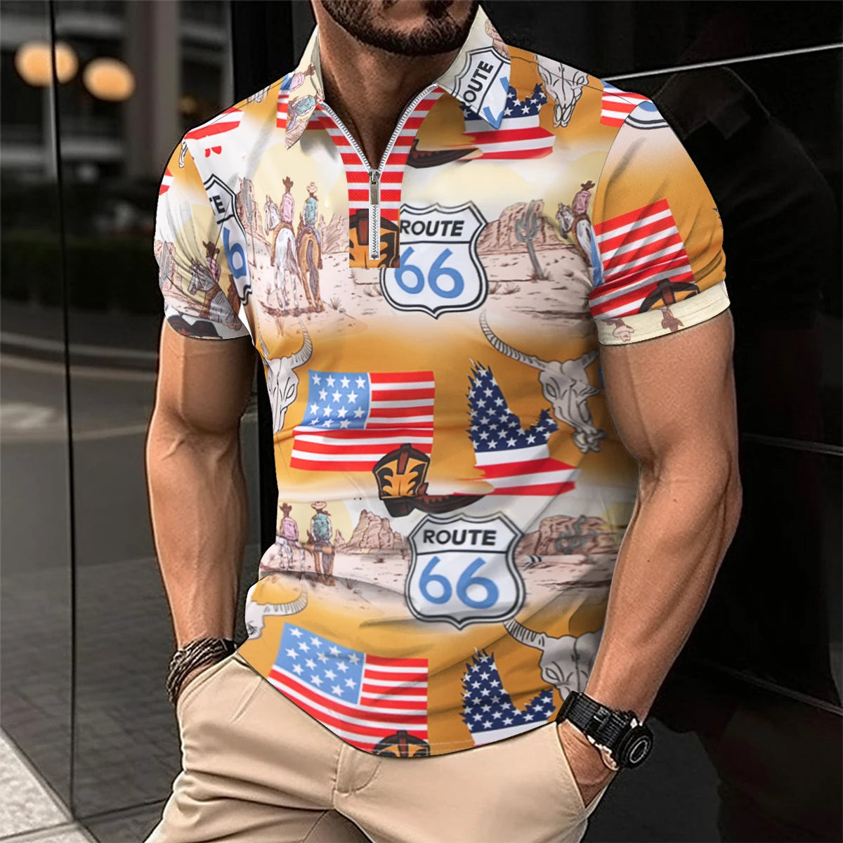 Summer Men Short Sleeve Polo Shirt Colored Drawing Printed Casual T-Shirt Lapel Button Fashion Tops Funny Men Clothing