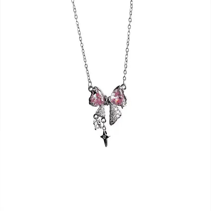 Pink Zircon Cross Pendant Necklaces Fashion Jewelry