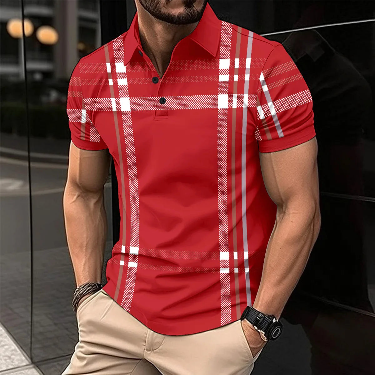 Summer Men Short Sleeve Polo Shirt Colored Drawing Printed Casual T-Shirt Lapel Button Fashion Tops Funny Men Clothing