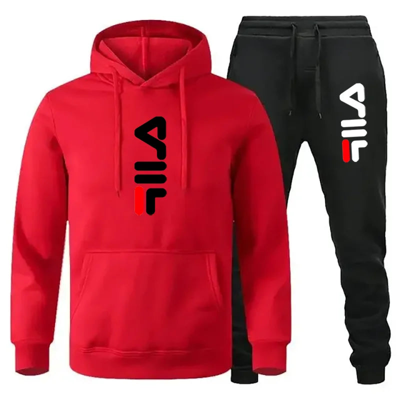 Tracksuit Sets Men's Casual Fleece Warm Hoodies Pants 2PCS Mens Long Sleeve Sport Suit Male Pullover Hoodies Sports Clothing