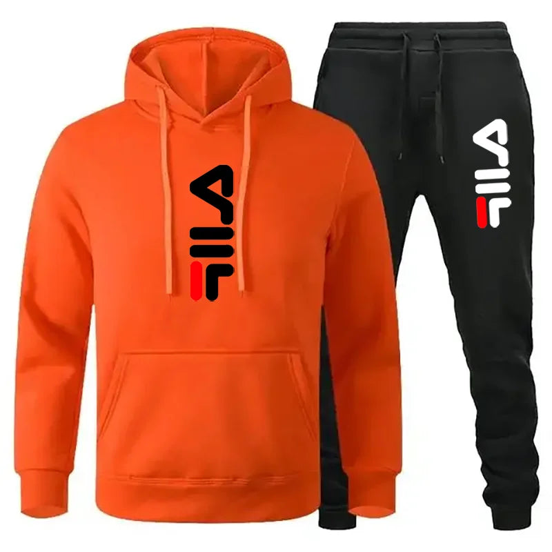 Tracksuit Sets Men's Casual Fleece Warm Hoodies Pants 2PCS Mens Long Sleeve Sport Suit Male Pullover Hoodies Sports Clothing