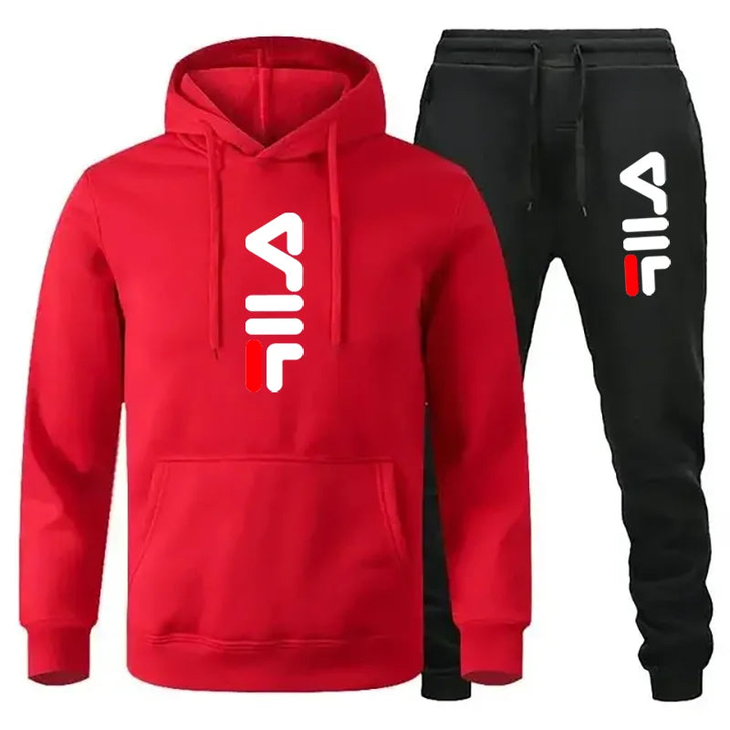 Tracksuit Sets Men's Casual Fleece Warm Hoodies Pants 2PCS Mens Long Sleeve Sport Suit Male Pullover Hoodies Sports Clothing