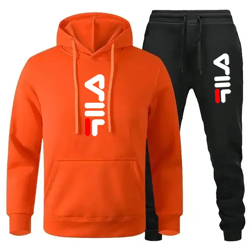 Tracksuit Sets Men's Casual Fleece Warm Hoodies Pants 2PCS Mens Long Sleeve Sport Suit Male Pullover Hoodies Sports Clothing