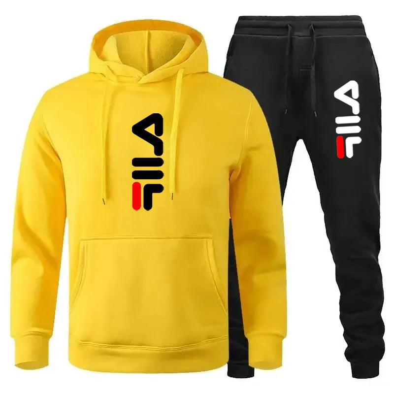 Tracksuit Sets Men's Casual Fleece Warm Hoodies Pants 2PCS Mens Long Sleeve Sport Suit Male Pullover Hoodies Sports Clothing