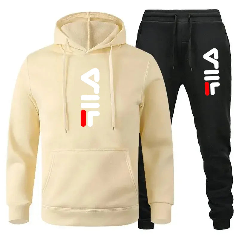 Tracksuit Sets Men's Casual Fleece Warm Hoodies Pants 2PCS Mens Long Sleeve Sport Suit Male Pullover Hoodies Sports Clothing