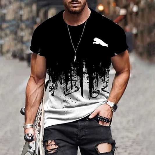 2024 Men's T-shirt gradient design printed casual short sleeved T-shirt outdoor street fashion men shirt plus size clothing ﻿