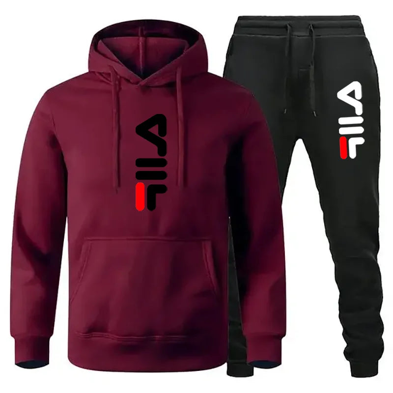 Tracksuit Sets Men's Casual Fleece Warm Hoodies Pants 2PCS Mens Long Sleeve Sport Suit Male Pullover Hoodies Sports Clothing