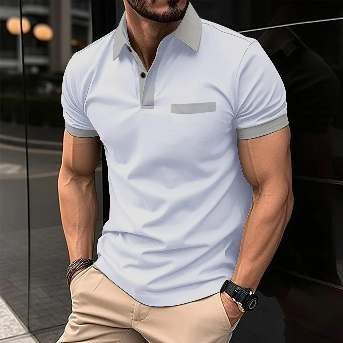 Summer Men Short Sleeve Polo Shirt Colored Drawing Printed Casual T-Shirt Lapel Button Fashion Tops Funny Men Clothing