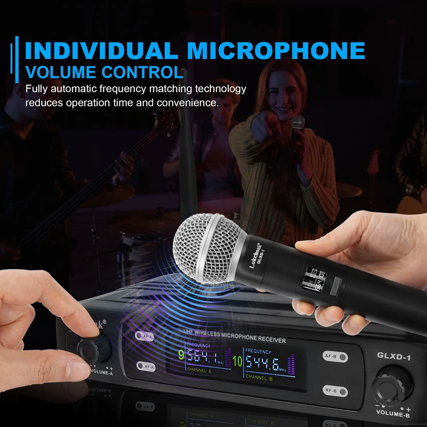 Professional Wireless Microphone System Dual Channel UHF