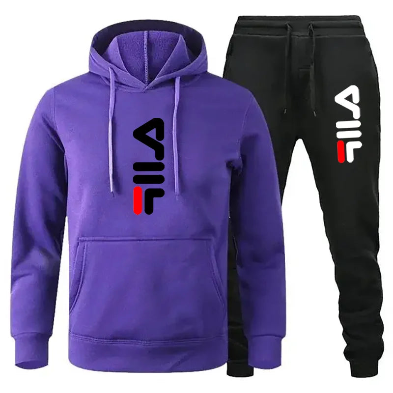 Tracksuit Sets Men's Casual Fleece Warm Hoodies Pants 2PCS Mens Long Sleeve Sport Suit Male Pullover Hoodies Sports Clothing