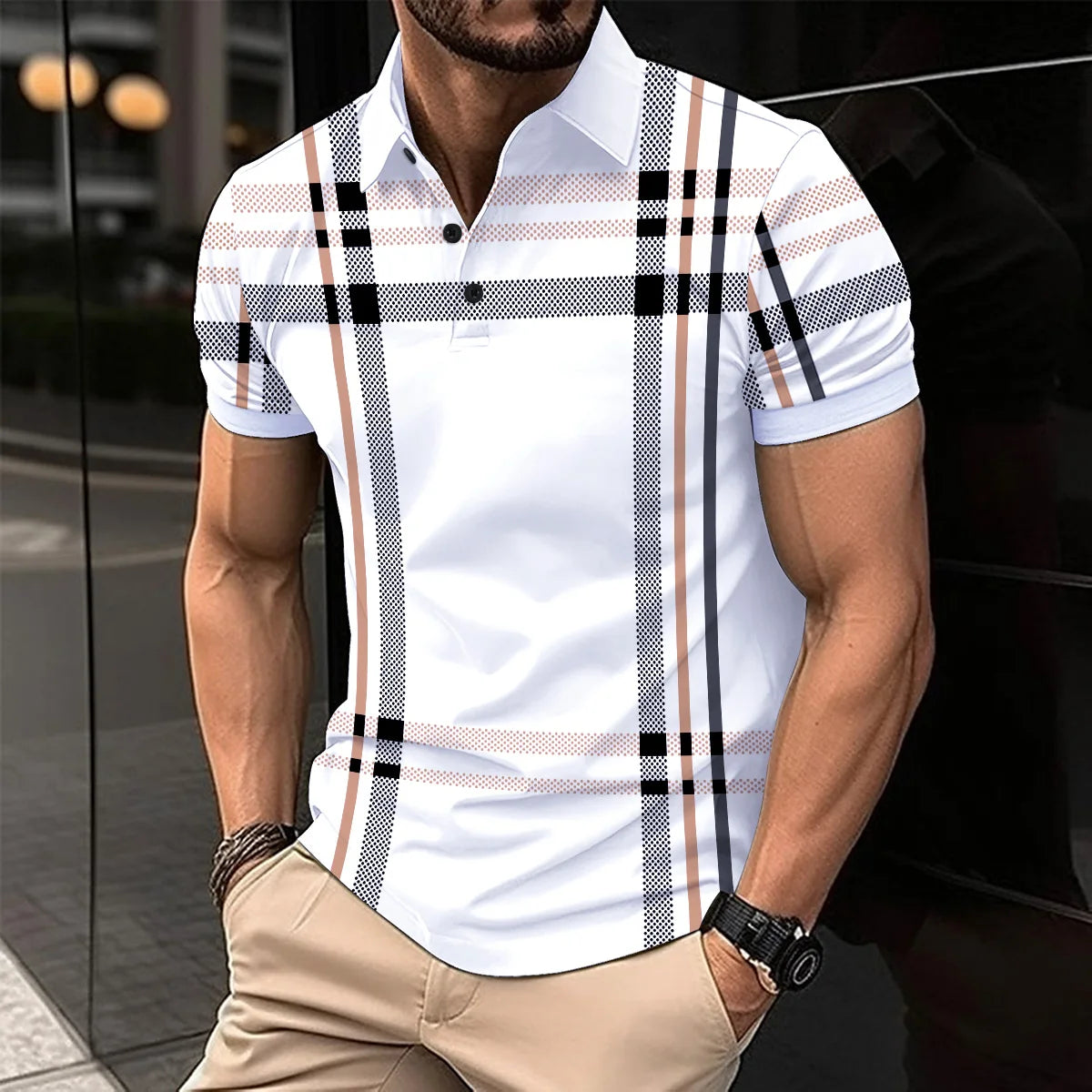 Summer Men Short Sleeve Polo Shirt Colored Drawing Printed Casual T-Shirt Lapel Button Fashion Tops Funny Men Clothing