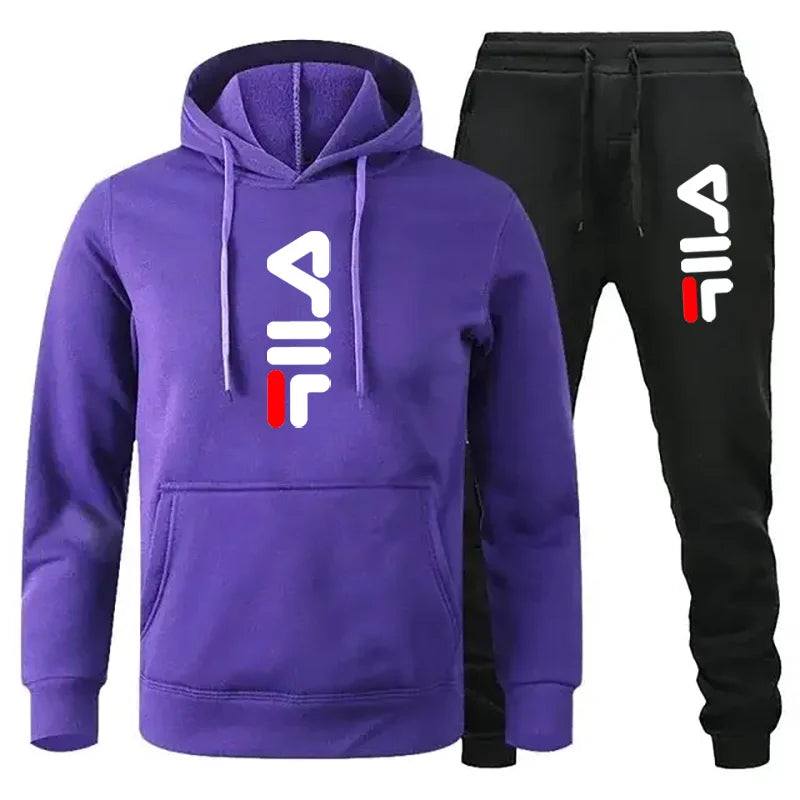 Tracksuit Sets Men's Casual Fleece Warm Hoodies Pants 2PCS Mens Long Sleeve Sport Suit Male Pullover Hoodies Sports Clothing