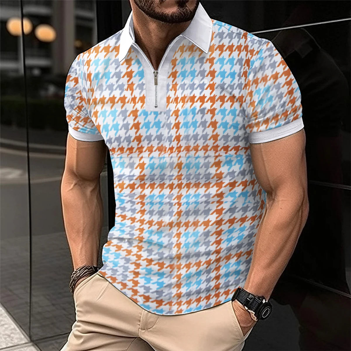 Summer Men Short Sleeve Polo Shirt Colored Drawing Printed Casual T-Shirt Lapel Button Fashion Tops Funny Men Clothing