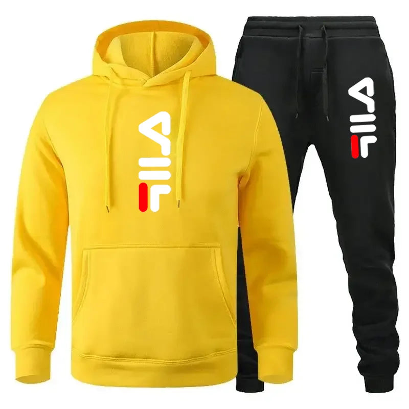 Tracksuit Sets Men's Casual Fleece Warm Hoodies Pants 2PCS Mens Long Sleeve Sport Suit Male Pullover Hoodies Sports Clothing