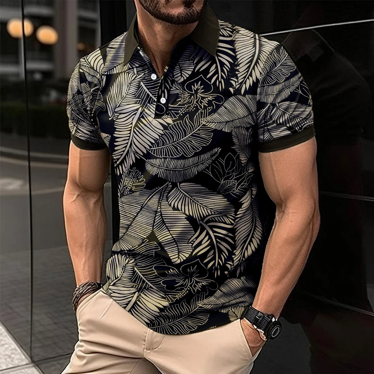 Summer Men Short Sleeve Polo Shirt Colored Drawing Printed Casual T-Shirt Lapel Button Fashion Tops Funny Men Clothing