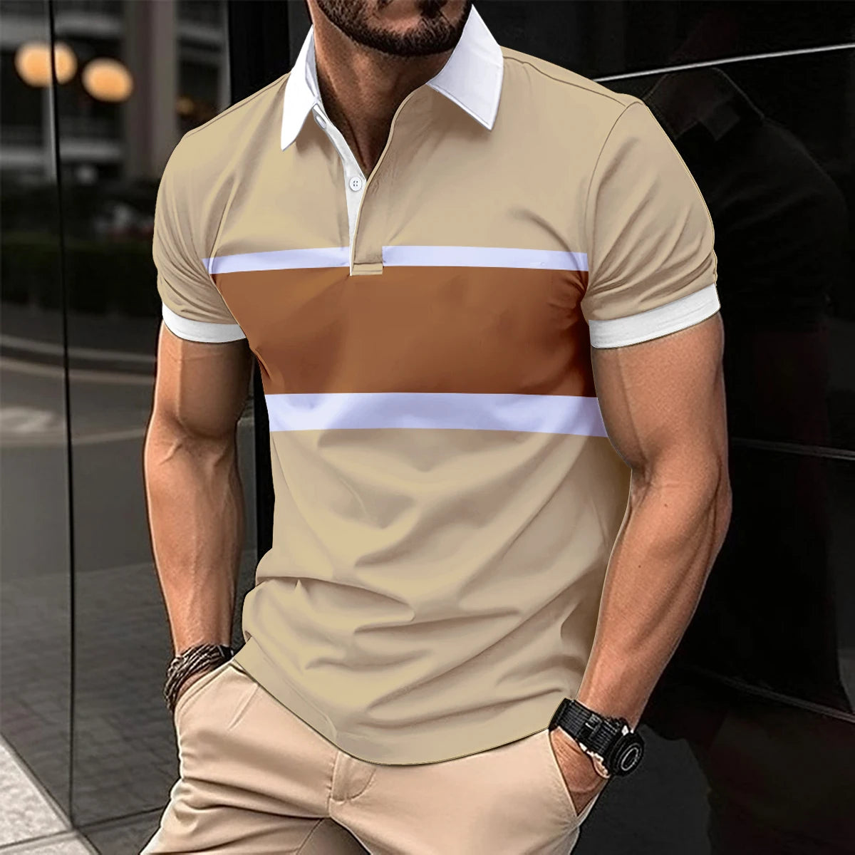 Summer Men Short Sleeve Polo Shirt Colored Drawing Printed Casual T-Shirt Lapel Button Fashion Tops Funny Men Clothing