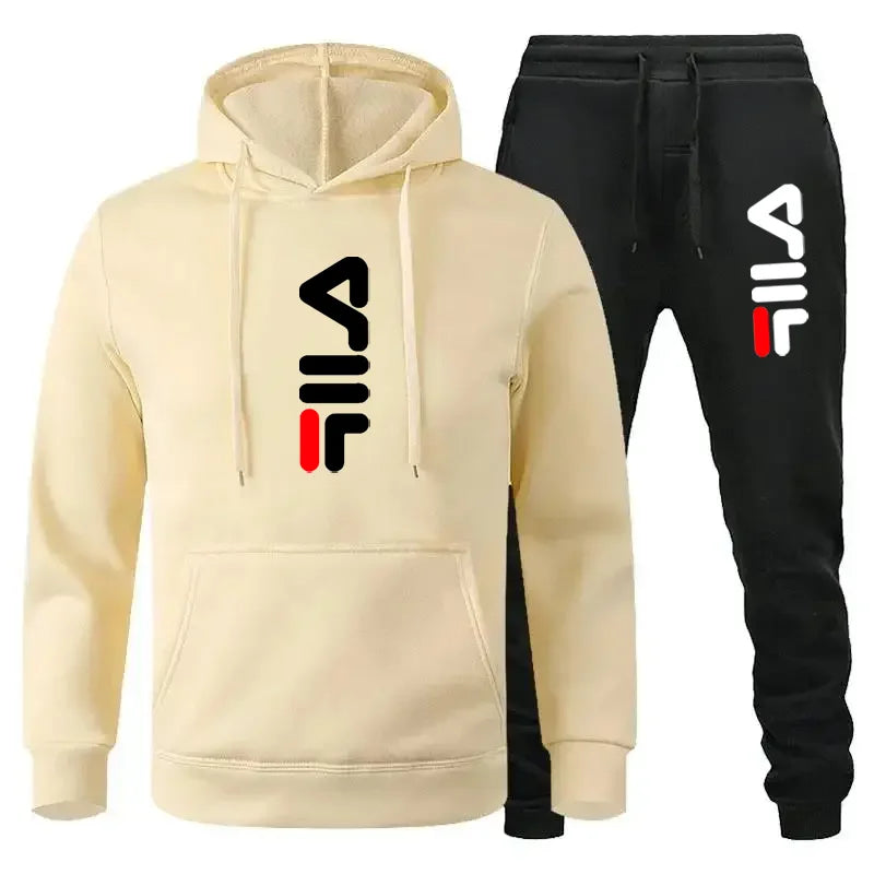 Tracksuit Sets Men's Casual Fleece Warm Hoodies Pants 2PCS Mens Long Sleeve Sport Suit Male Pullover Hoodies Sports Clothing